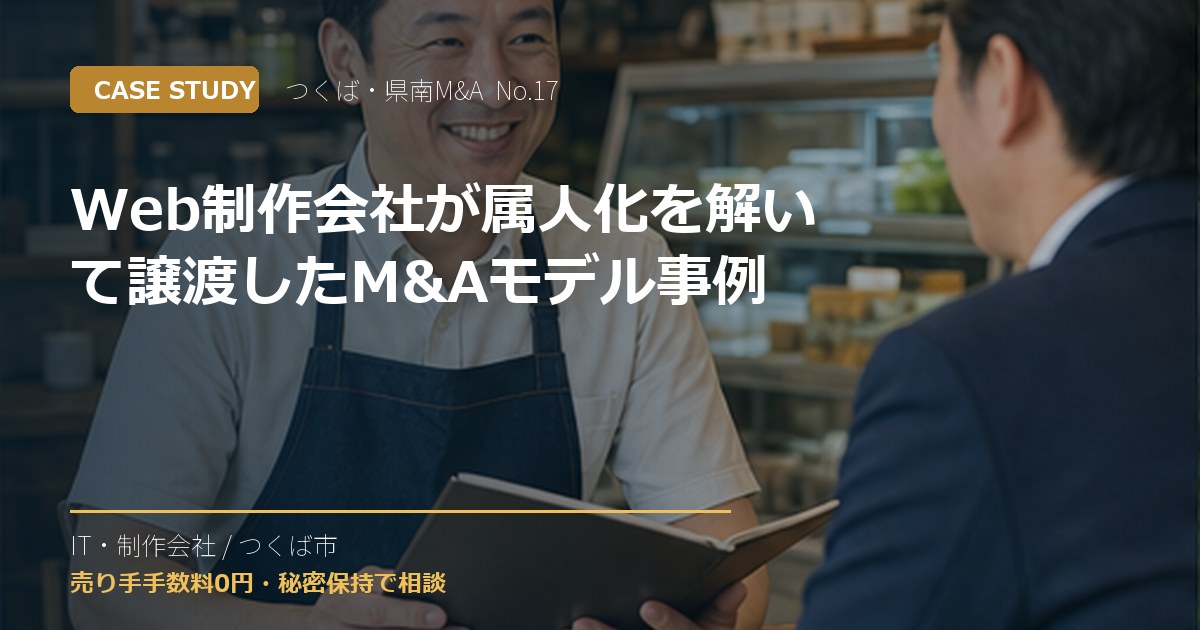 Web制作会社が属人化を解いて譲渡したM&Aモデル事例のアイキャッチ画像