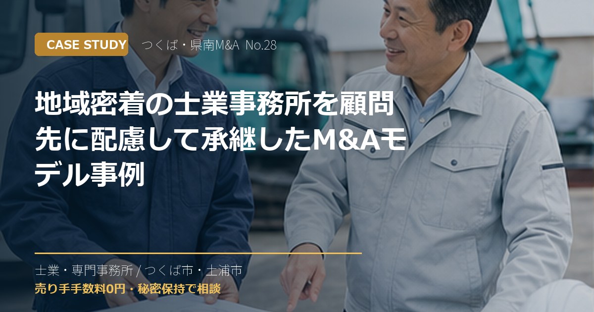 地域密着の士業事務所を顧問先に配慮して承継したM&Aモデル事例のアイキャッチ画像