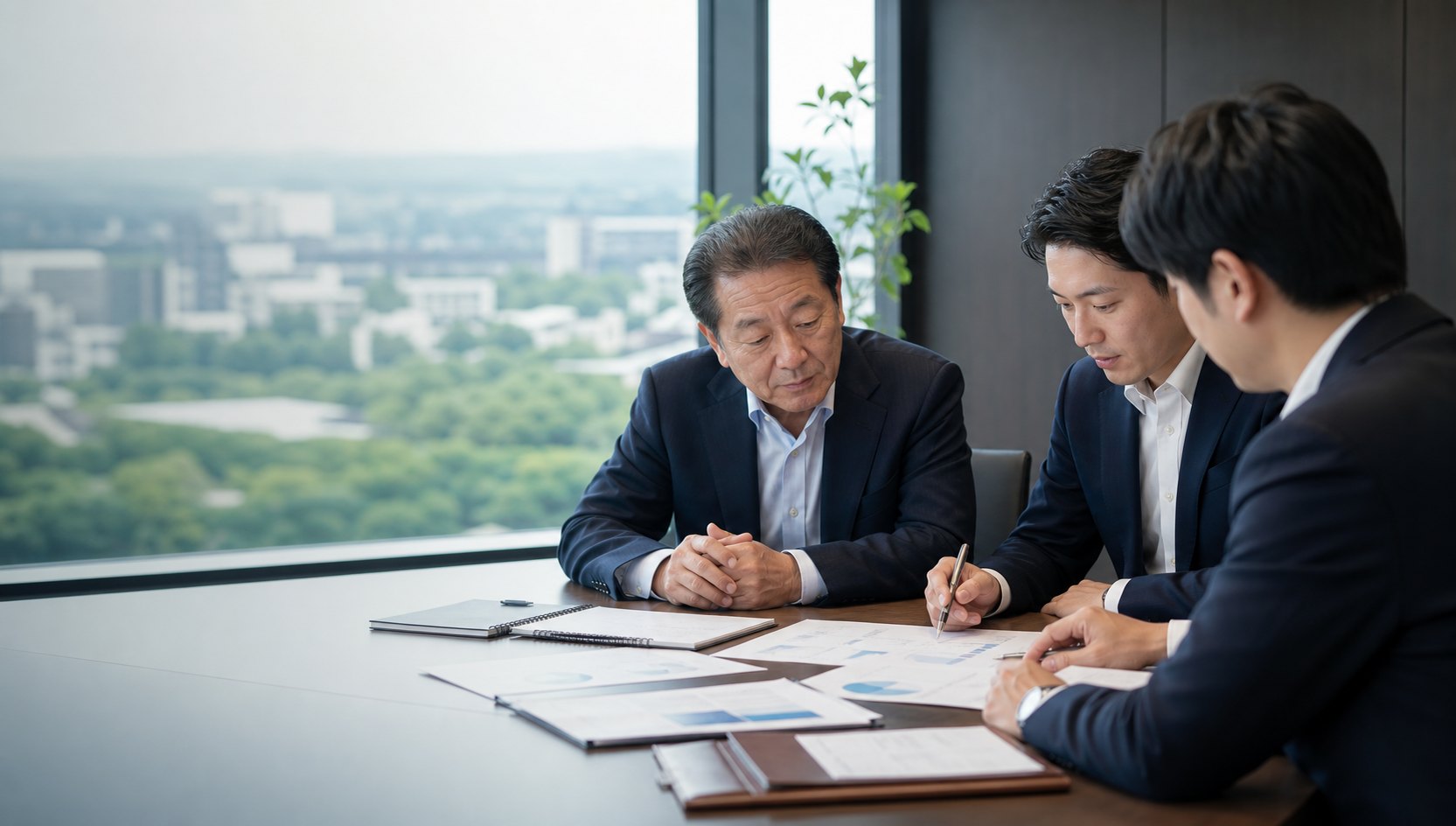 つくば市周辺の企業承継を相談する経営者とM&Aアドバイザー