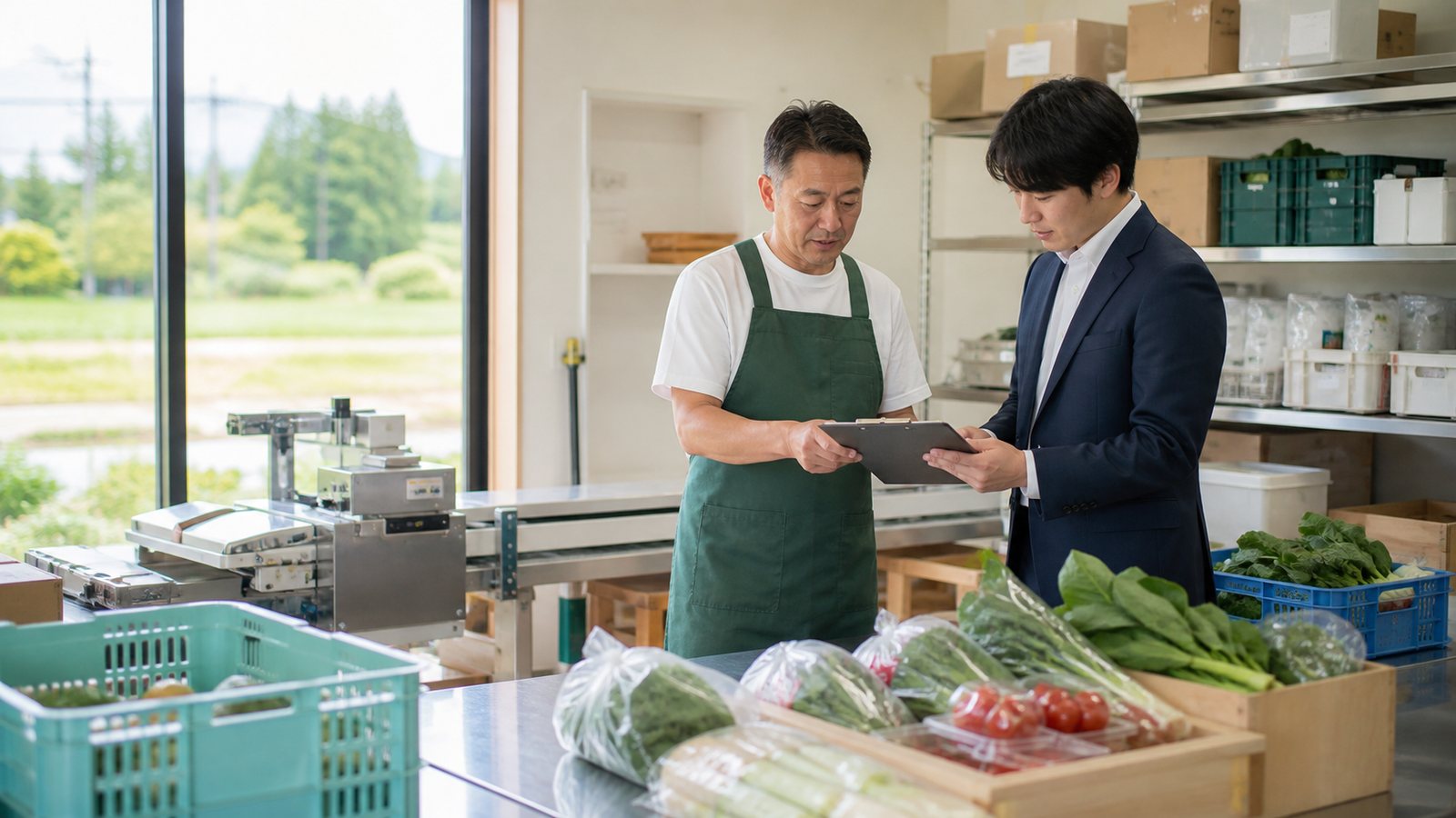 農産加工や食品製造の現場で地域ブランド承継を確認する様子